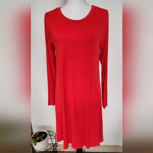 Red long sleeve t-shirt dress